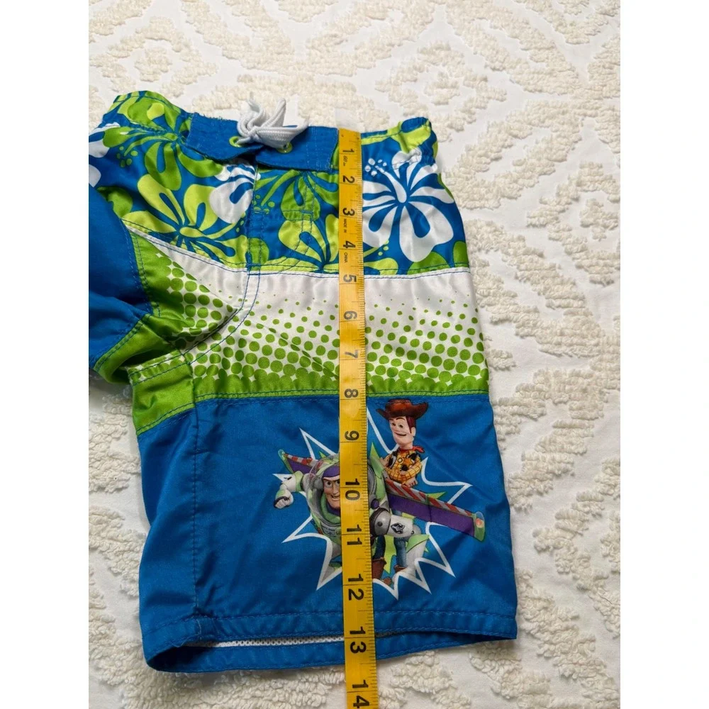 Disney Toy Story Buzz Woody Swim Trunks Blue Green‎ XXS 2/3 Boys Board Shorts